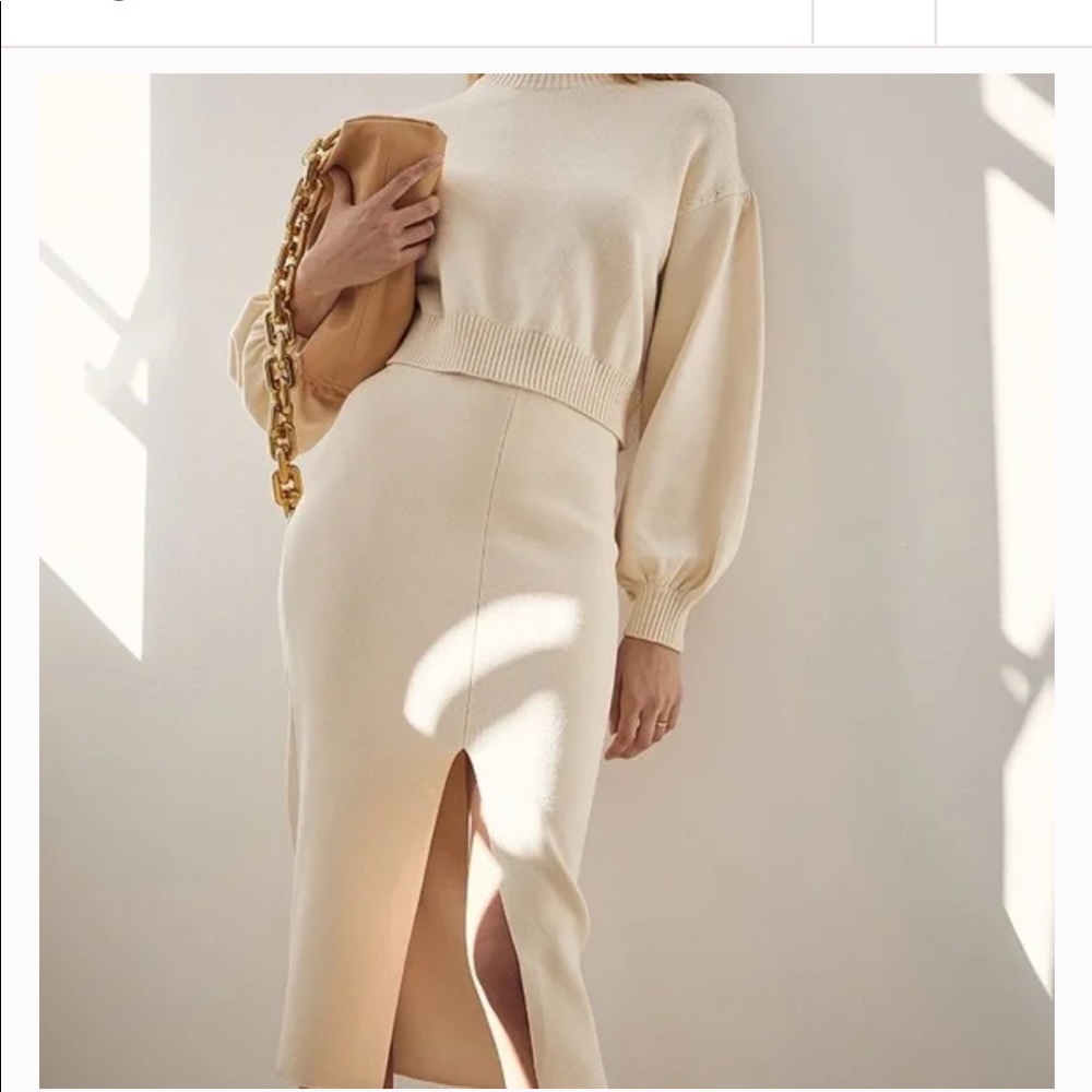 LINI Lucia ripped midi skirt, XS, cream